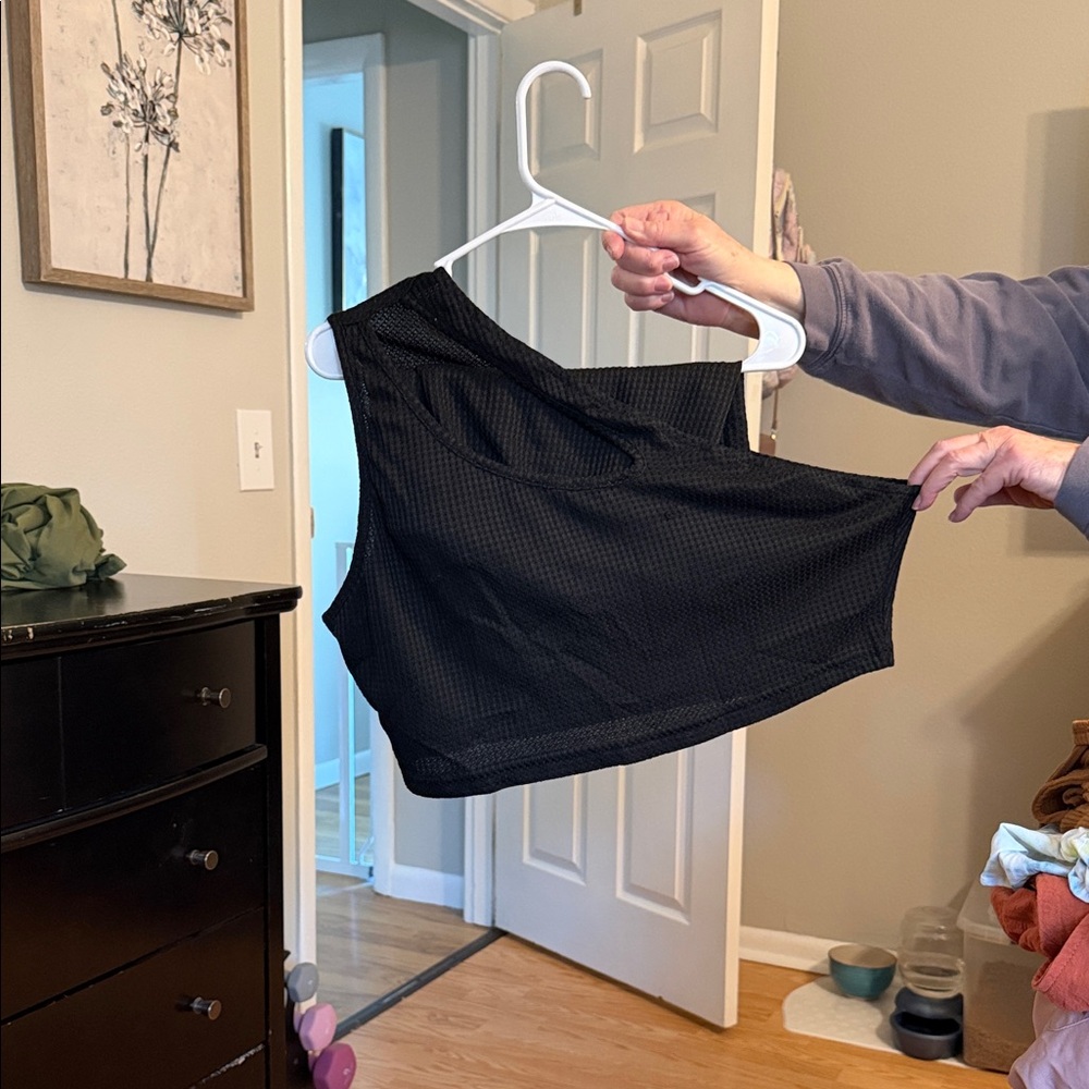 Black Sleeveless one shoulderTop and shorts